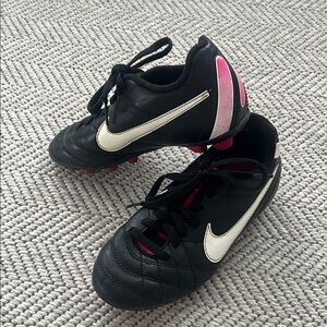 Nike Kids Black and Pink Soccer cleats